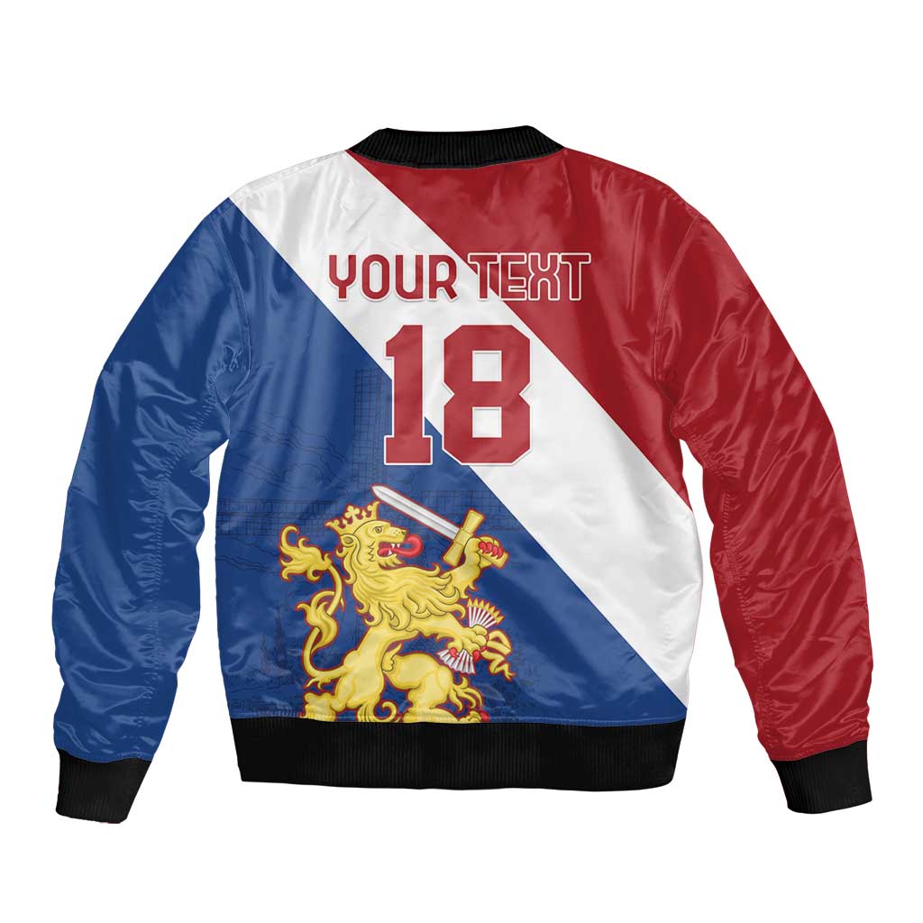 Custom Netherlands Football Sleeve Zip Bomber Jacket Come On Holland