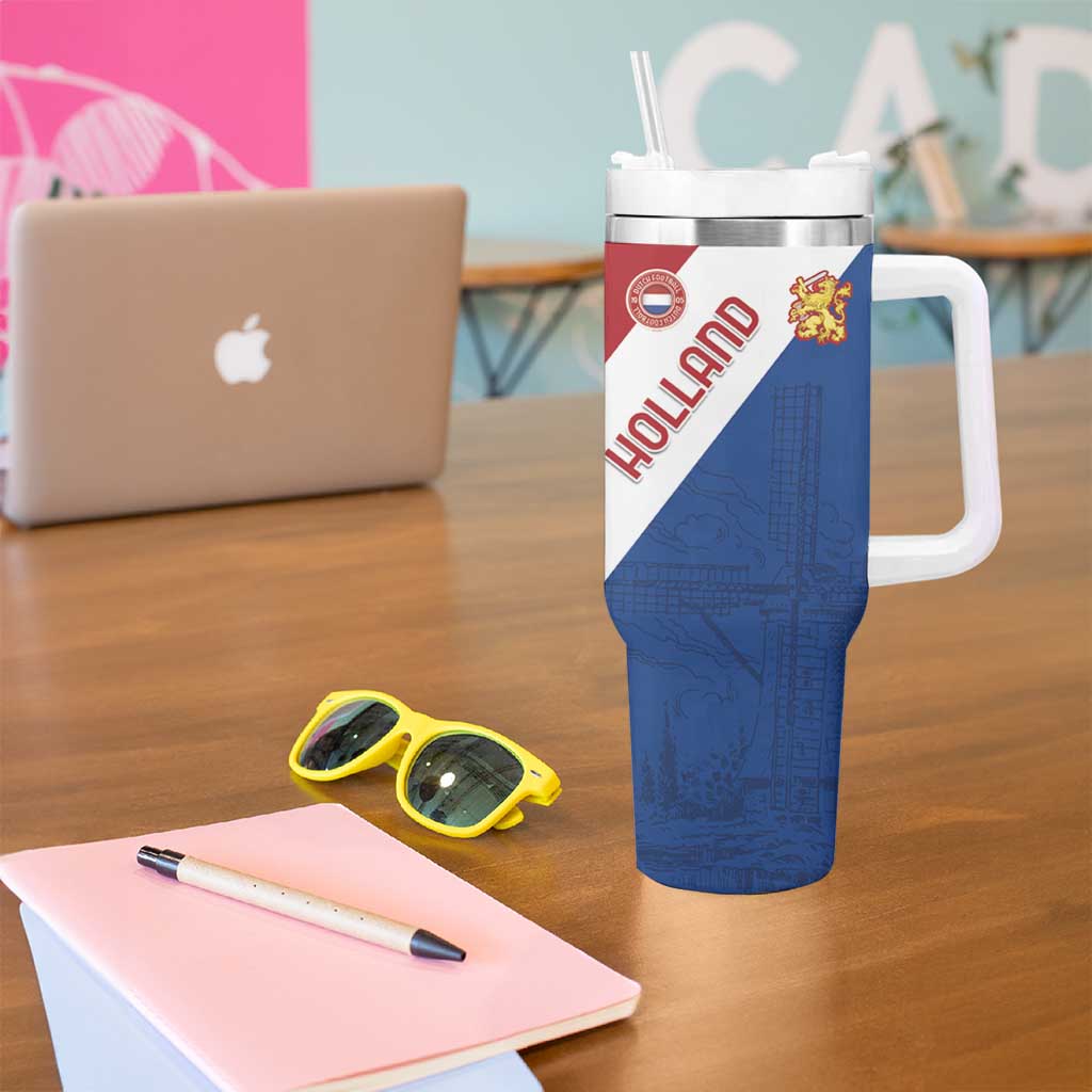 Custom Netherlands Football Tumbler With Handle Come On Holland