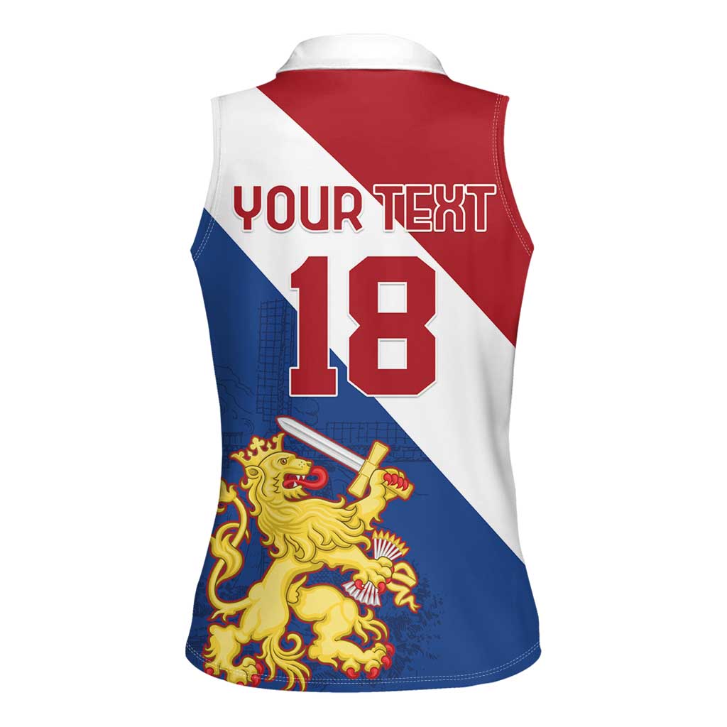 Custom Netherlands Football Women Sleeveless Polo Shirt Come On Holland