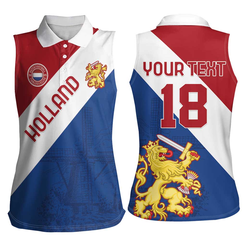 Custom Netherlands Football Women Sleeveless Polo Shirt Come On Holland