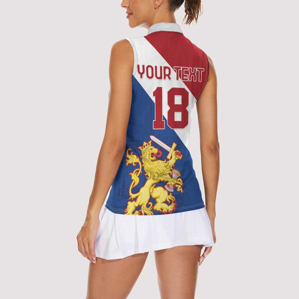Custom Netherlands Football Women Sleeveless Polo Shirt Come On Holland