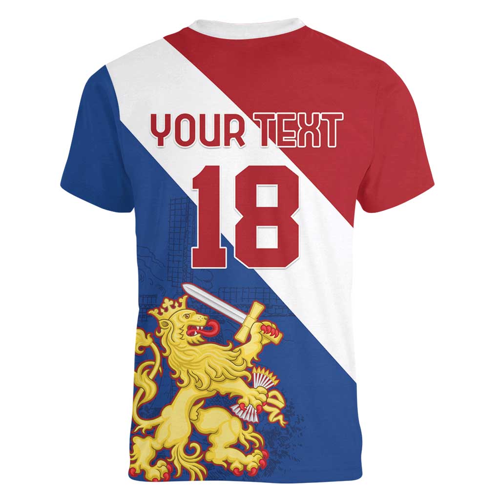 Custom Netherlands Football Women V-Neck T-Shirt Come On Holland