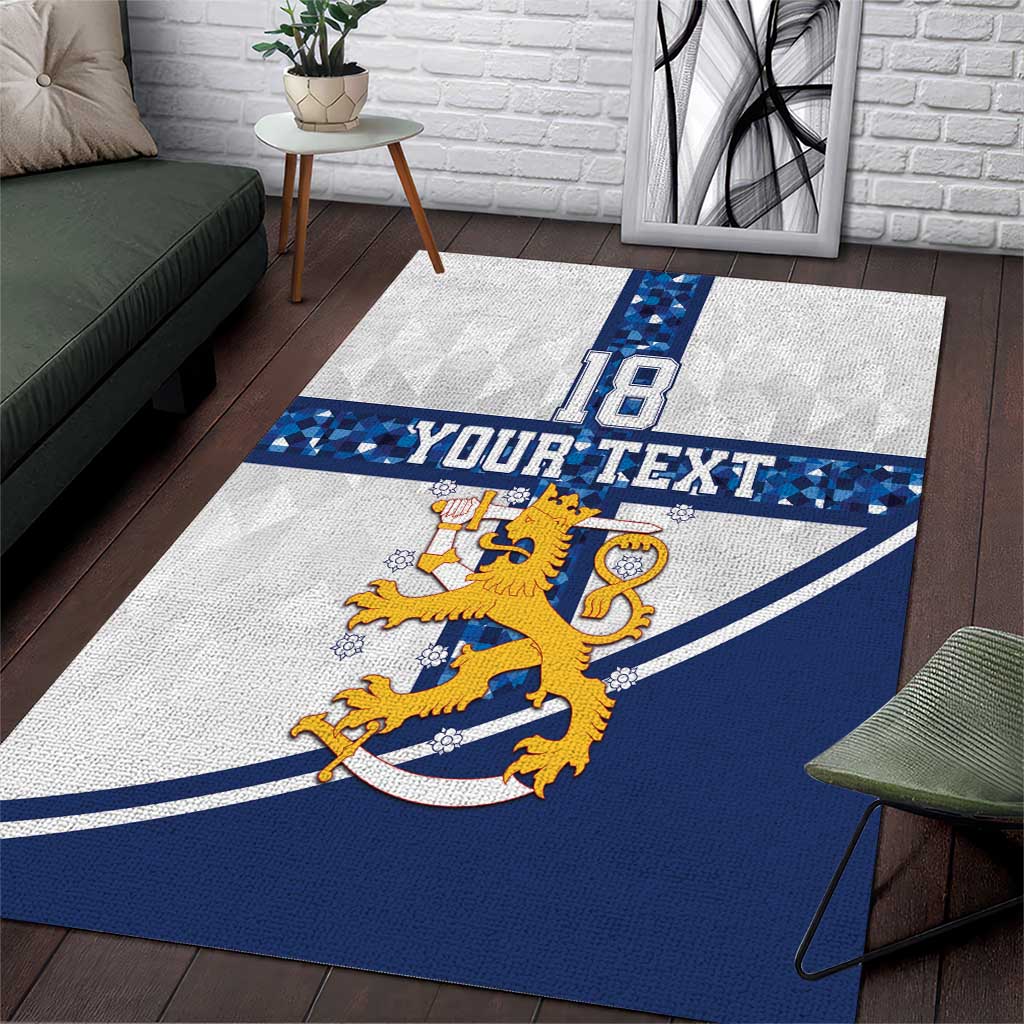 Custom Finland Football Area Rug Suomen jalkapallomaajoukkue