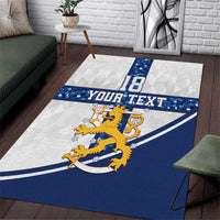Custom Finland Football Area Rug Suomen jalkapallomaajoukkue