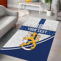 Custom Finland Football Area Rug Suomen jalkapallomaajoukkue