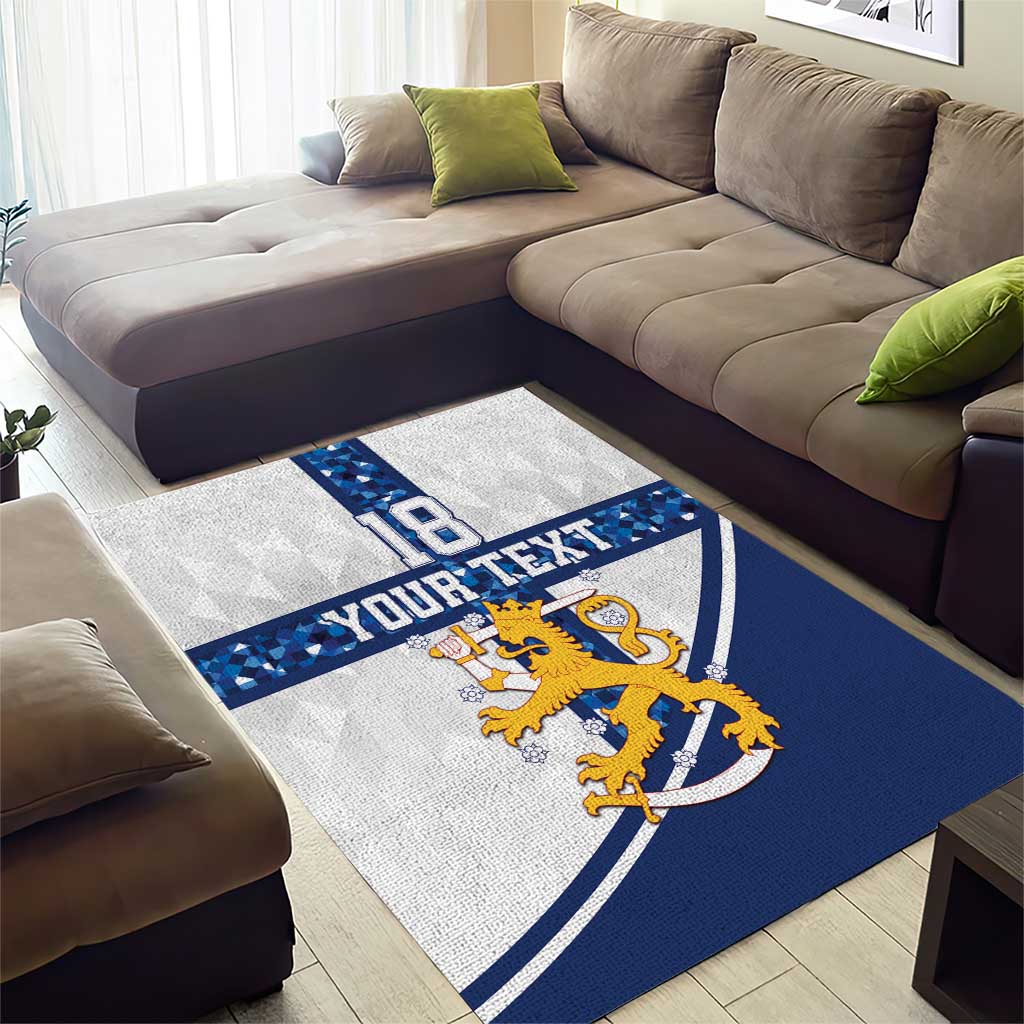 Custom Finland Football Area Rug Suomen jalkapallomaajoukkue