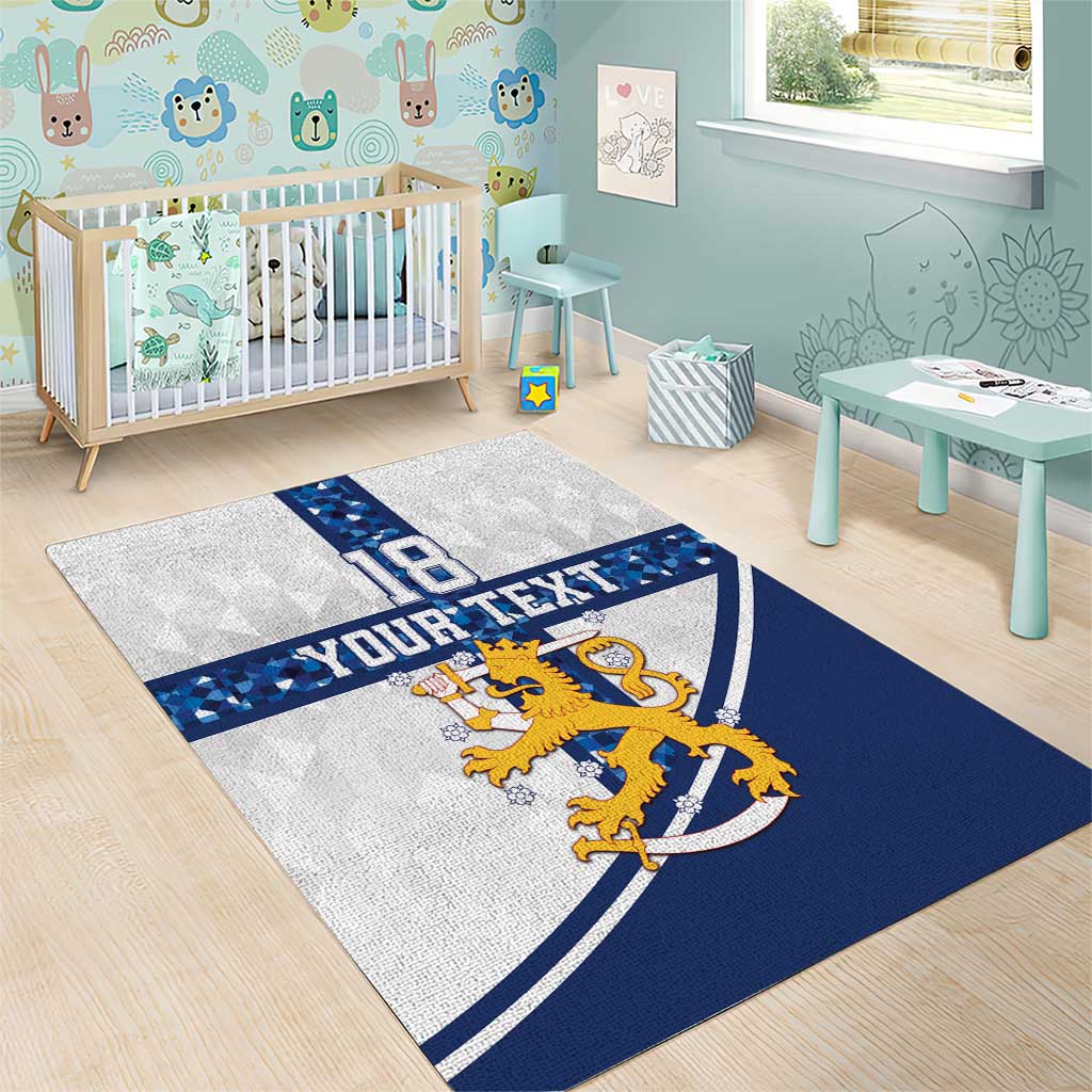 Custom Finland Football Area Rug Suomen jalkapallomaajoukkue