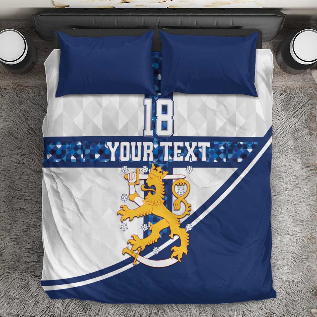 Custom Finland Football Bedding Set Suomen jalkapallomaajoukkue