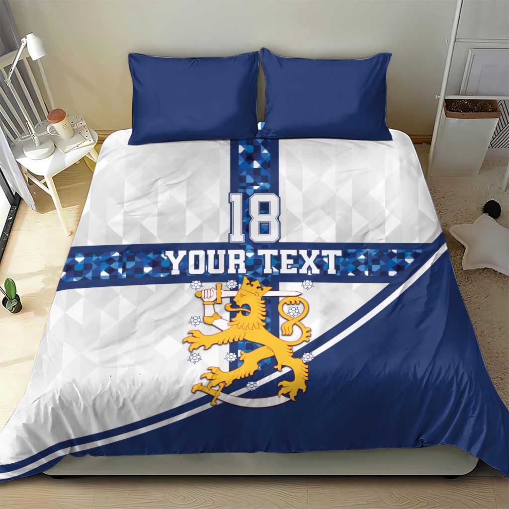 Custom Finland Football Bedding Set Suomen jalkapallomaajoukkue