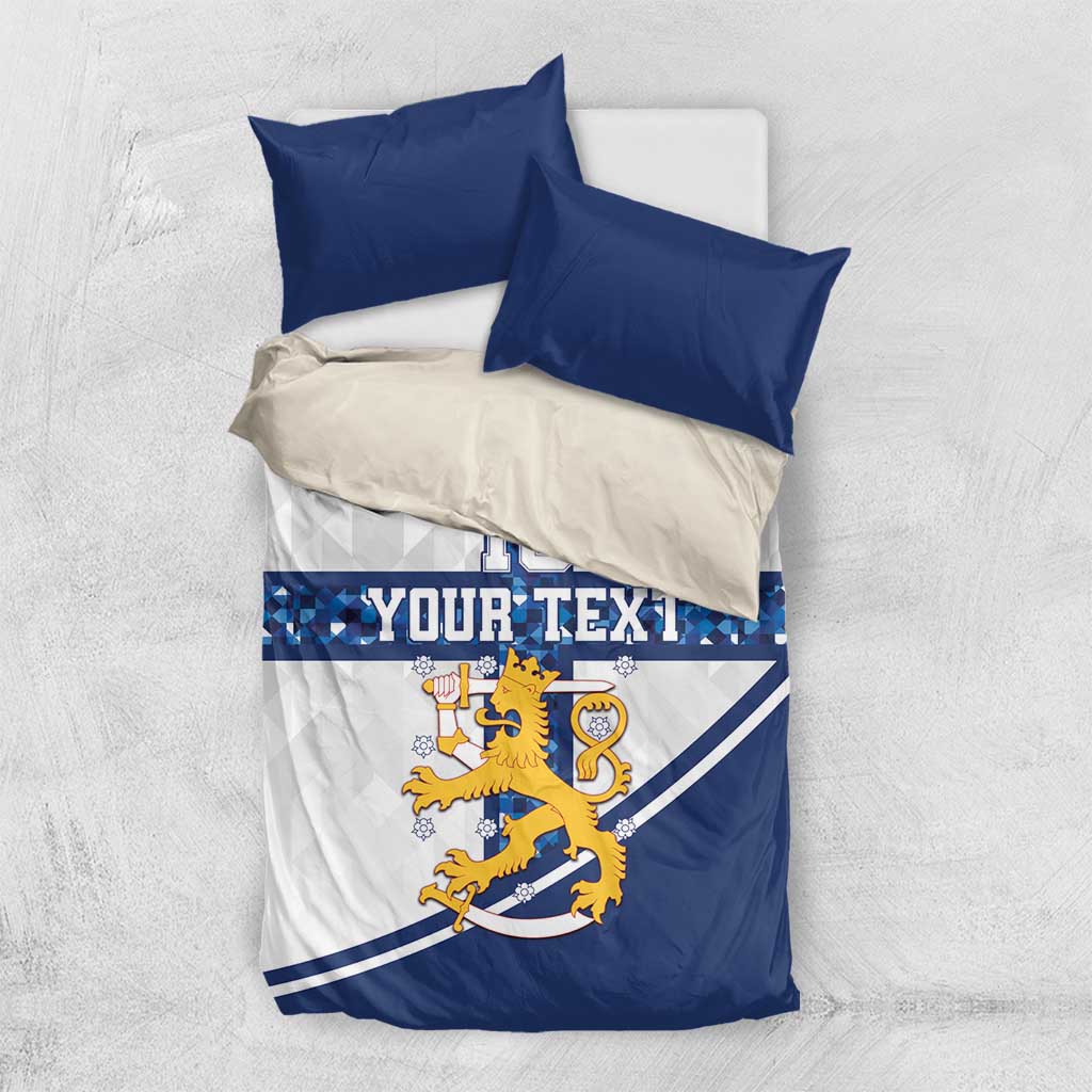 Custom Finland Football Bedding Set Suomen jalkapallomaajoukkue