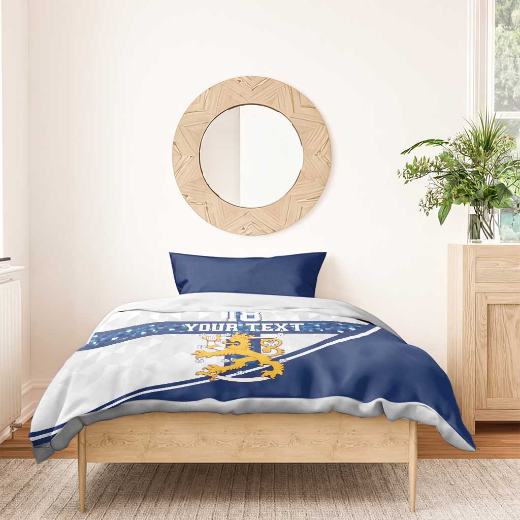 Custom Finland Football Bedding Set Suomen jalkapallomaajoukkue