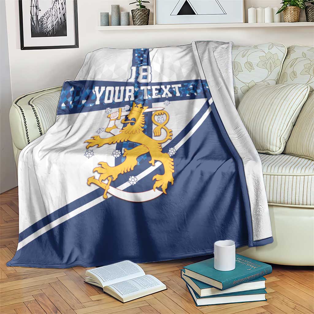 Custom Finland Football Blanket Suomen jalkapallomaajoukkue