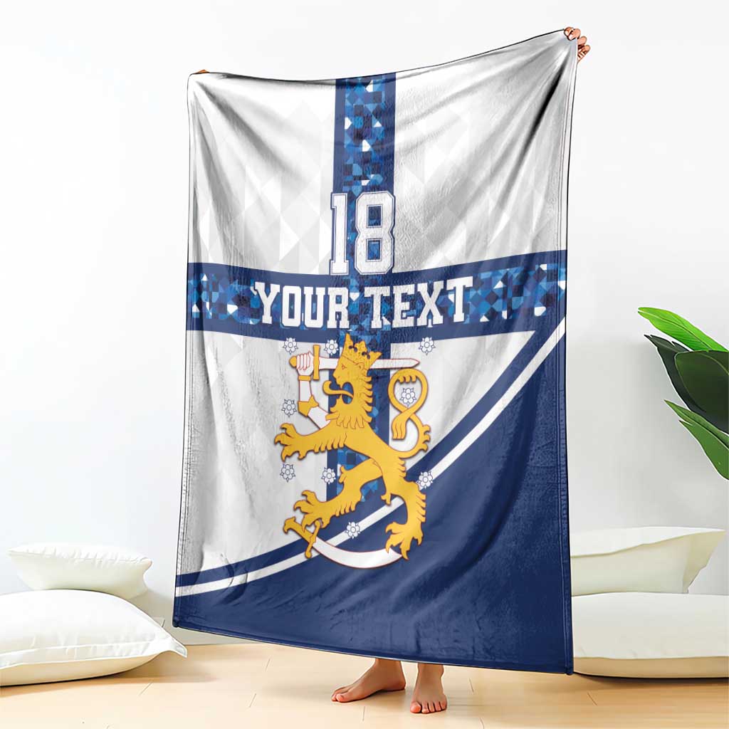 Custom Finland Football Blanket Suomen jalkapallomaajoukkue