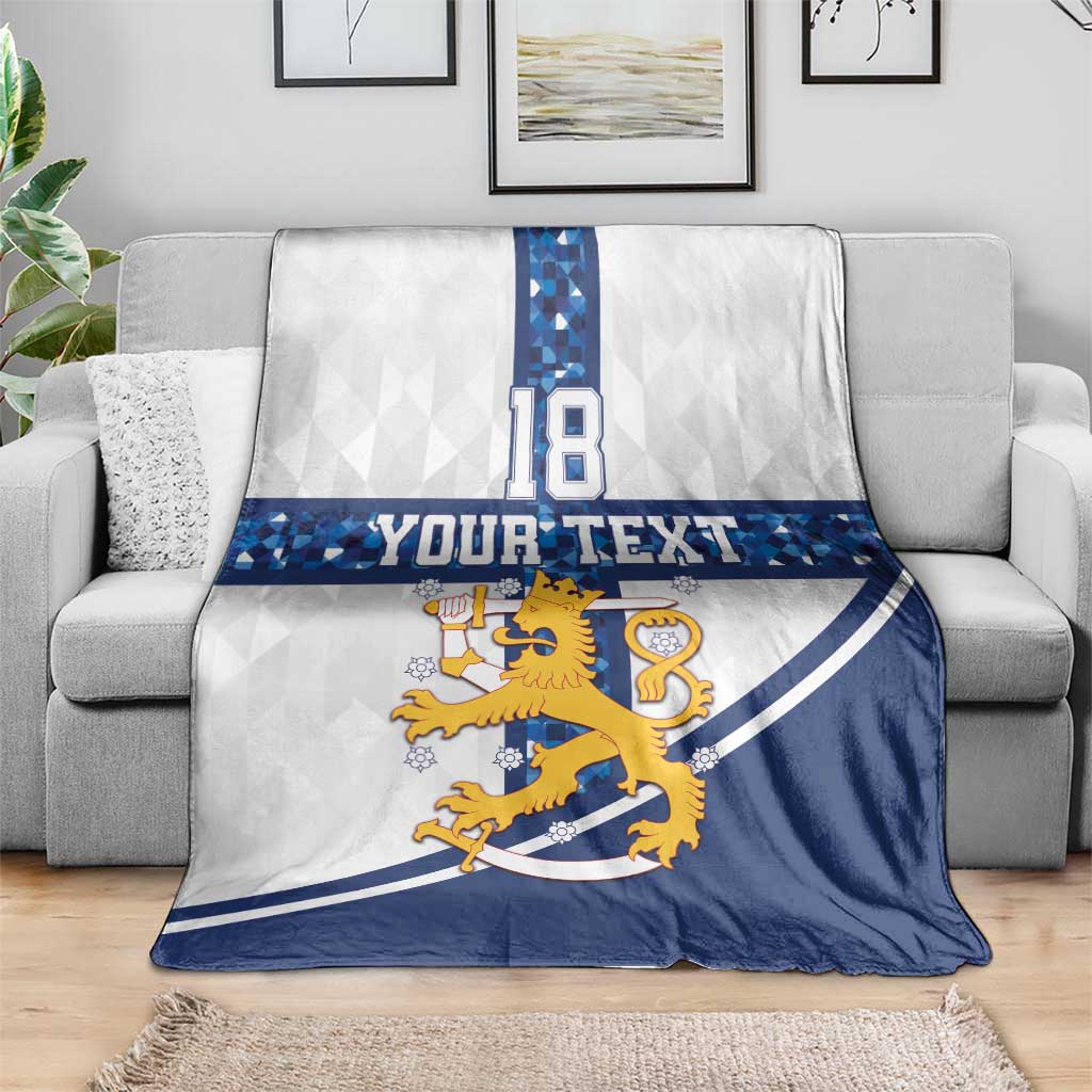 Custom Finland Football Blanket Suomen jalkapallomaajoukkue