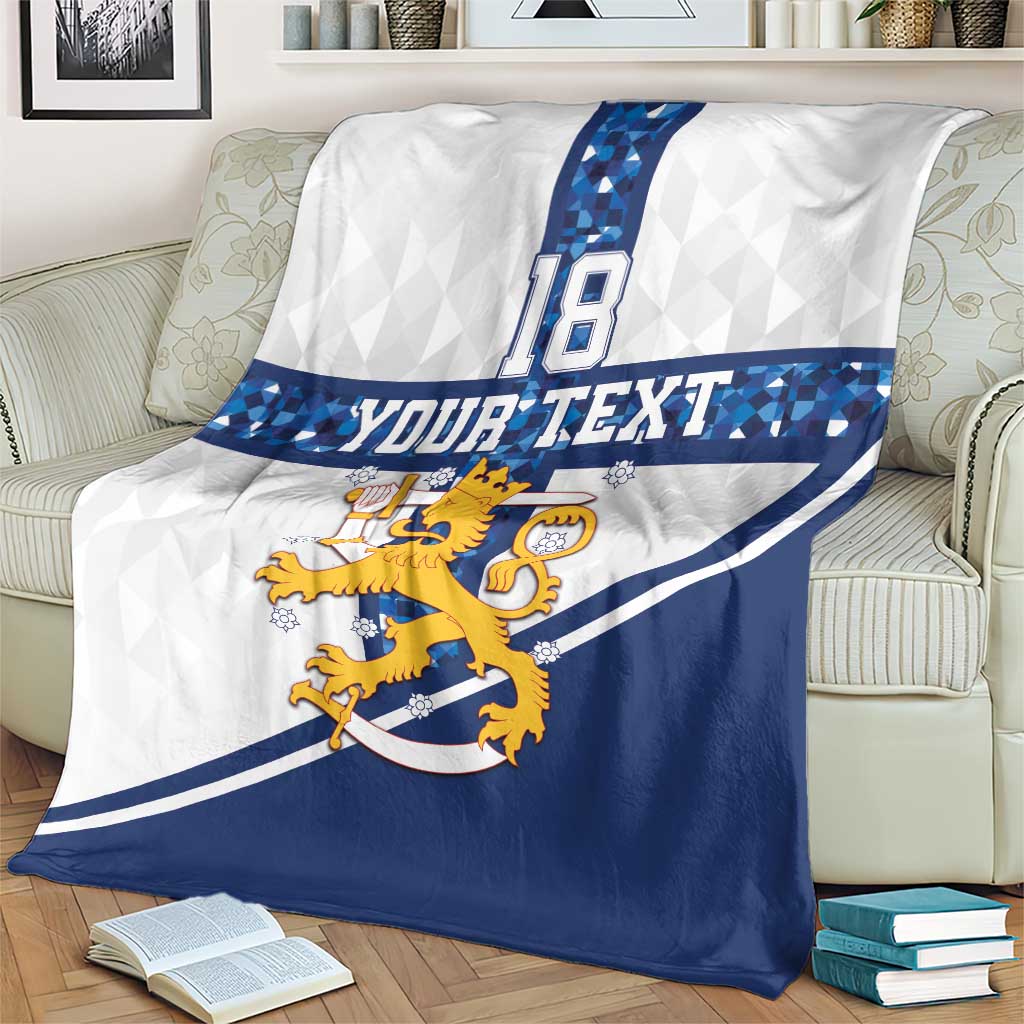 Custom Finland Football Blanket Suomen jalkapallomaajoukkue