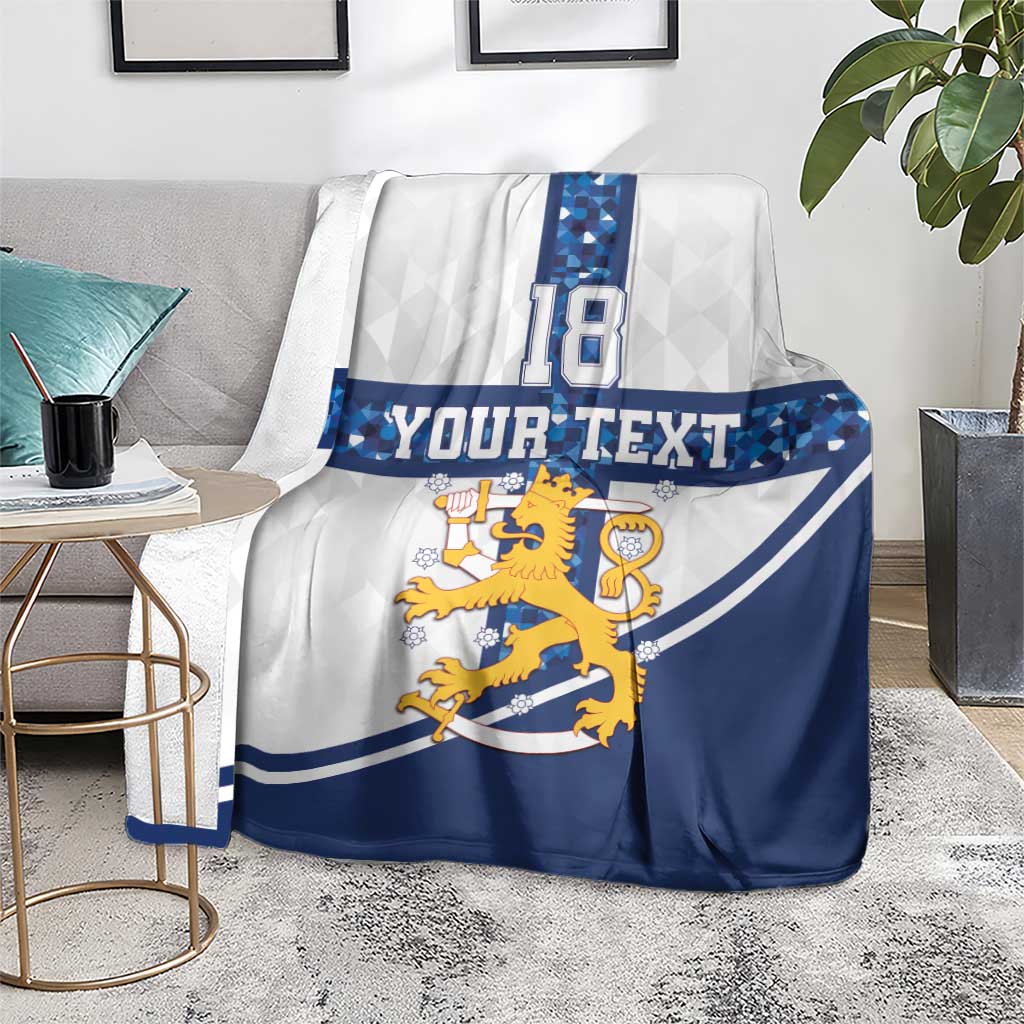 Custom Finland Football Blanket Suomen jalkapallomaajoukkue