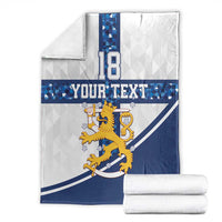 Custom Finland Football Blanket Suomen jalkapallomaajoukkue