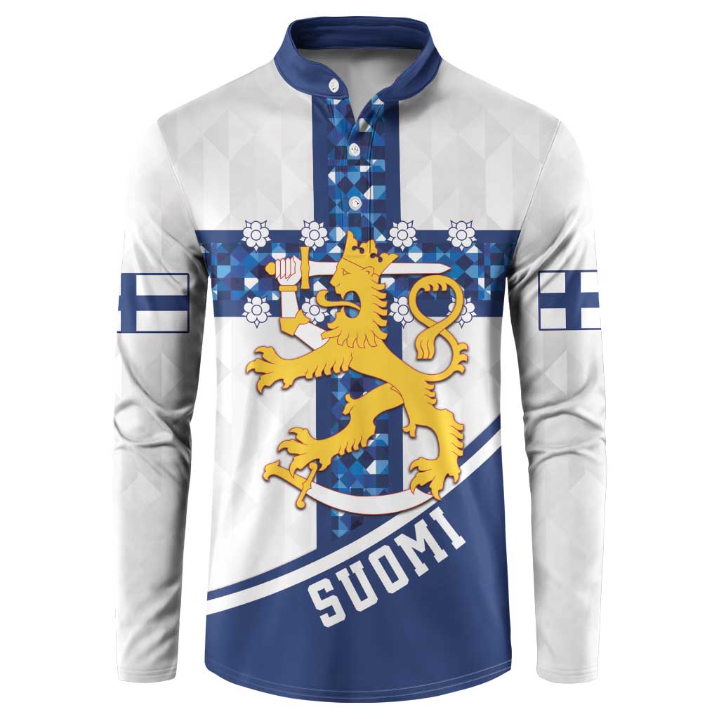 Custom Finland Football Button Sweatshirt Suomen jalkapallomaajoukkue