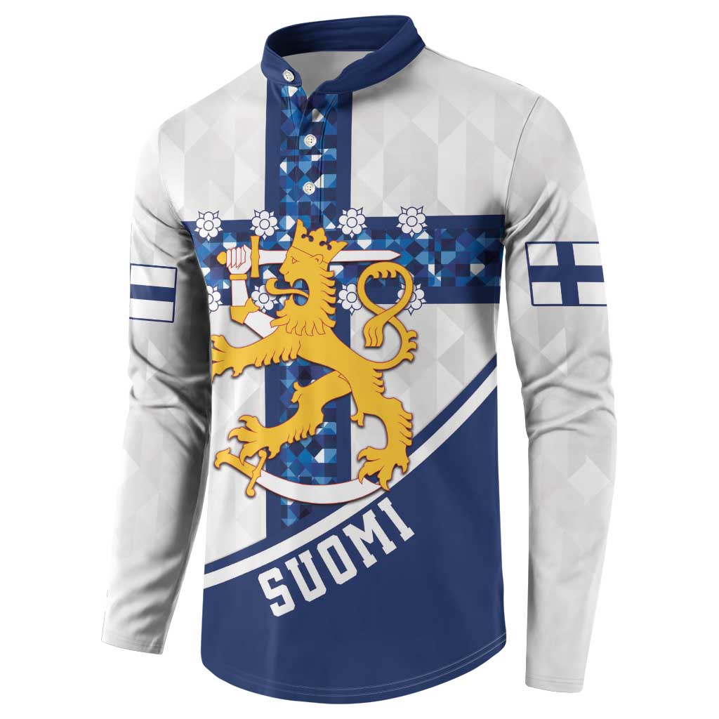 Custom Finland Football Button Sweatshirt Suomen jalkapallomaajoukkue