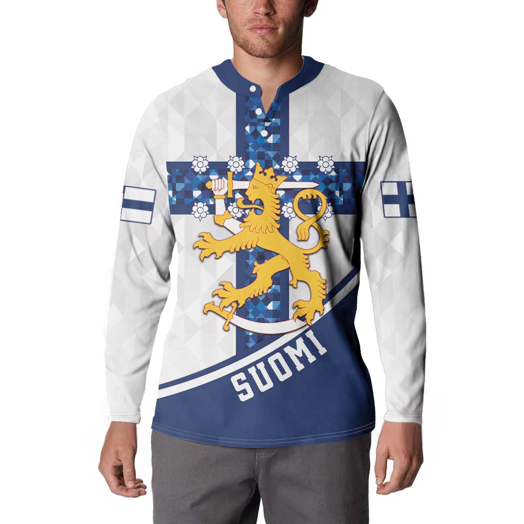 Custom Finland Football Button Sweatshirt Suomen jalkapallomaajoukkue