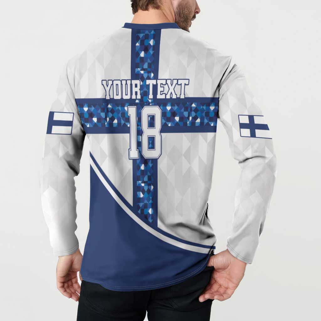 Custom Finland Football Button Sweatshirt Suomen jalkapallomaajoukkue