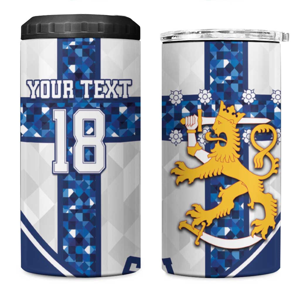 Custom Finland Football 4 in 1 Can Cooler Tumbler Suomen jalkapallomaajoukkue