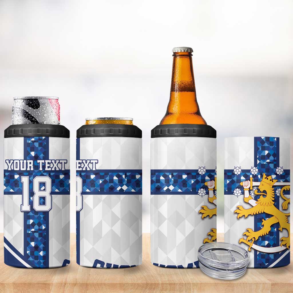 Custom Finland Football 4 in 1 Can Cooler Tumbler Suomen jalkapallomaajoukkue