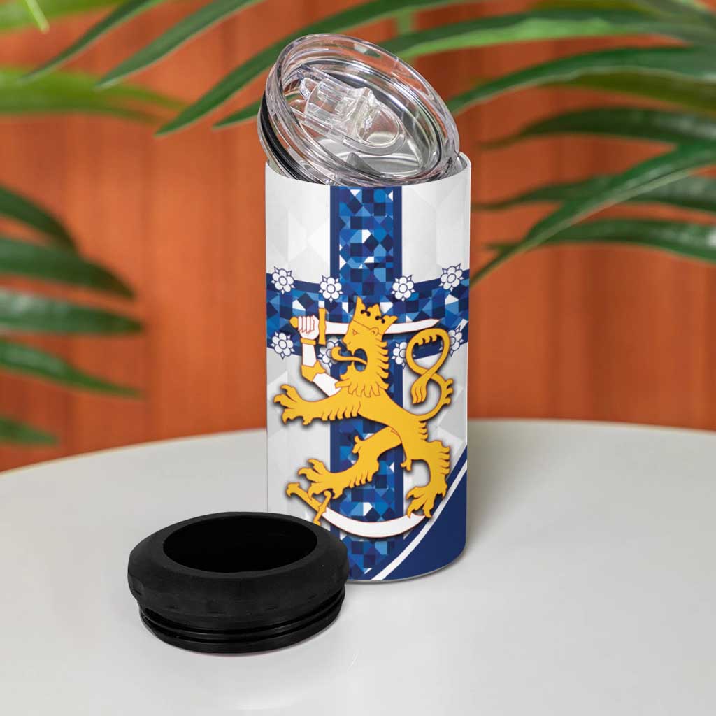 Custom Finland Football 4 in 1 Can Cooler Tumbler Suomen jalkapallomaajoukkue