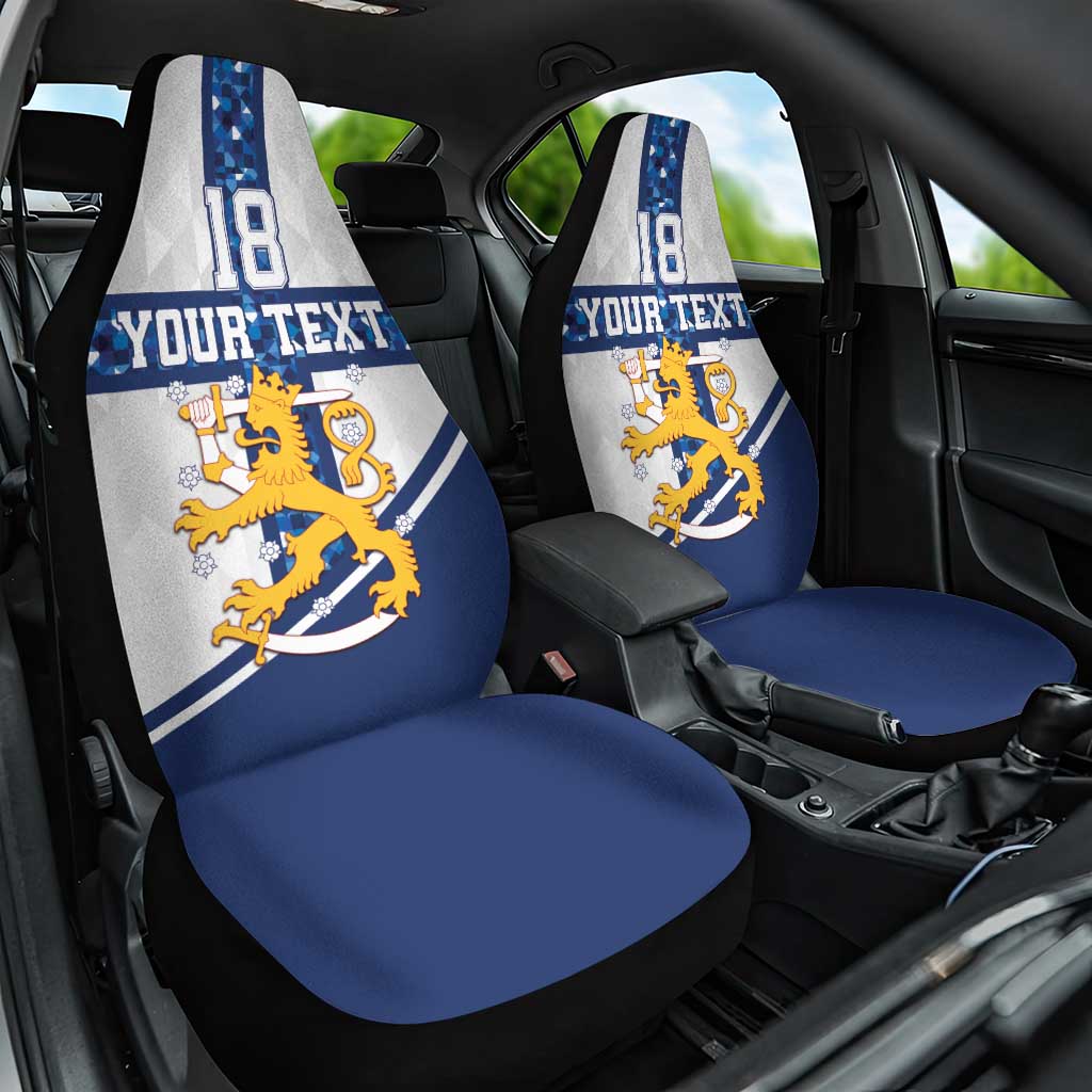 Custom Finland Football Car Seat Cover Suomen jalkapallomaajoukkue