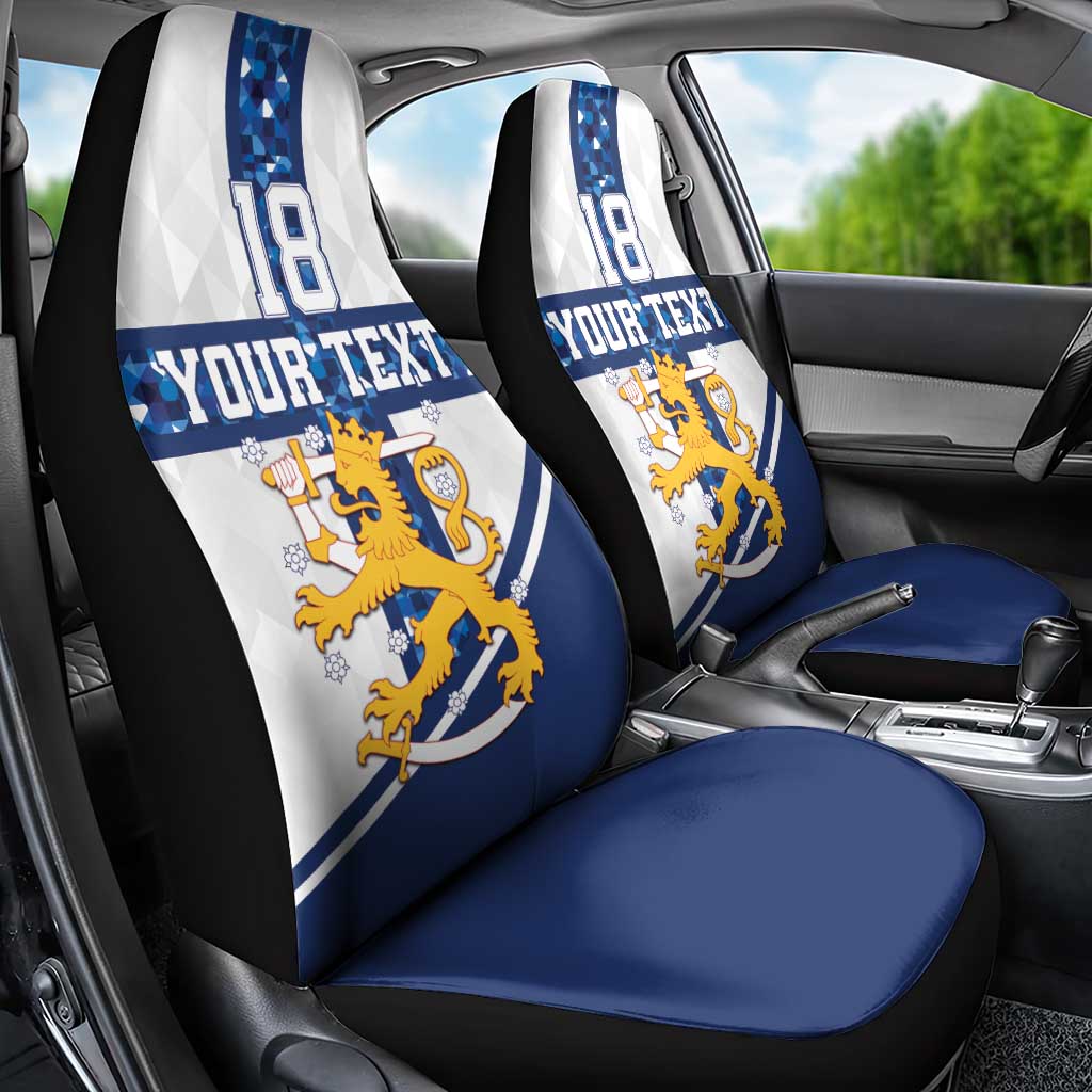 Custom Finland Football Car Seat Cover Suomen jalkapallomaajoukkue