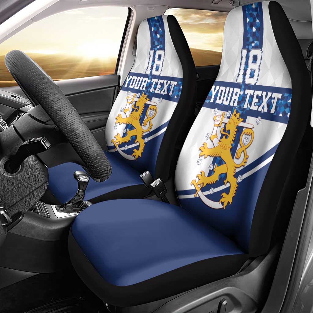 Custom Finland Football Car Seat Cover Suomen jalkapallomaajoukkue