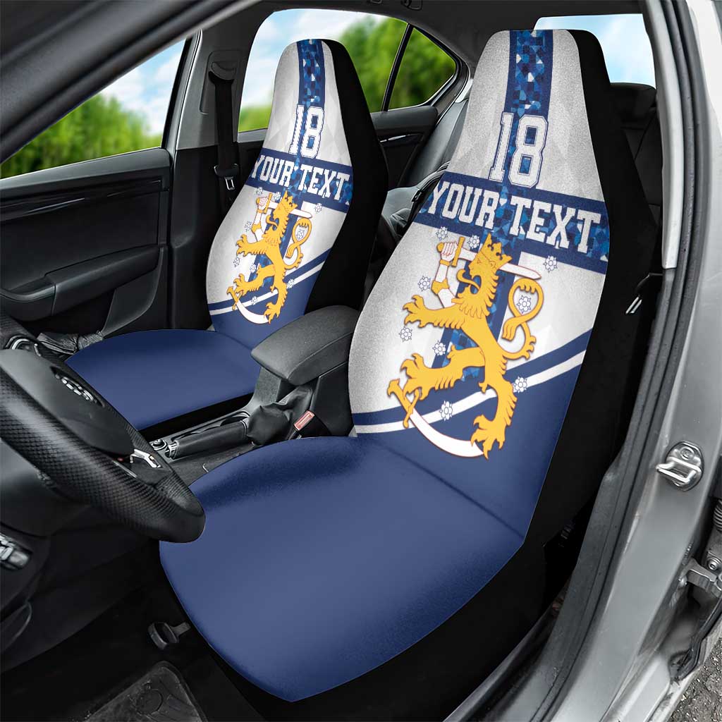 Custom Finland Football Car Seat Cover Suomen jalkapallomaajoukkue
