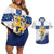 Custom Finland Football Couples Matching Off Shoulder Short Dress and Hawaiian Shirt Suomen jalkapallomaajoukkue