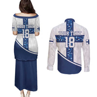 Custom Finland Football Couples Matching Puletasi and Long Sleeve Button Shirt Suomen jalkapallomaajoukkue