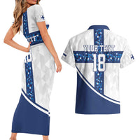 Custom Finland Football Couples Matching Short Sleeve Bodycon Dress and Hawaiian Shirt Suomen jalkapallomaajoukkue