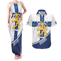 Custom Finland Football Couples Matching Tank Maxi Dress and Hawaiian Shirt Suomen jalkapallomaajoukkue