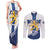 Custom Finland Football Couples Matching Tank Maxi Dress and Long Sleeve Button Shirt Suomen jalkapallomaajoukkue