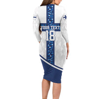 Custom Finland Football Family Matching Long Sleeve Bodycon Dress and Hawaiian Shirt Suomen jalkapallomaajoukkue