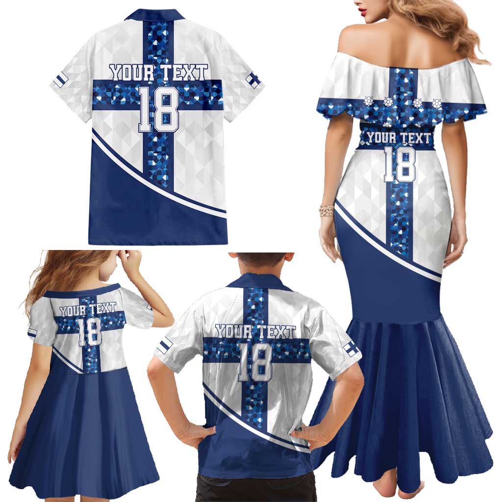 Custom Finland Football Family Matching Mermaid Dress and Hawaiian Shirt Suomen jalkapallomaajoukkue