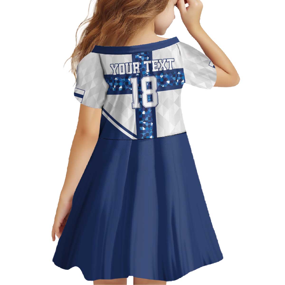 Custom Finland Football Family Matching Off The Shoulder Long Sleeve Dress and Hawaiian Shirt Suomen jalkapallomaajoukkue