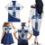 Custom Finland Football Family Matching Off The Shoulder Long Sleeve Dress and Hawaiian Shirt Suomen jalkapallomaajoukkue