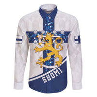Custom Finland Football Family Matching Off The Shoulder Long Sleeve Dress and Hawaiian Shirt Suomen jalkapallomaajoukkue