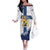 Custom Finland Football Family Matching Off The Shoulder Long Sleeve Dress and Hawaiian Shirt Suomen jalkapallomaajoukkue