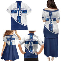 Custom Finland Football Family Matching Puletasi and Hawaiian Shirt Suomen jalkapallomaajoukkue