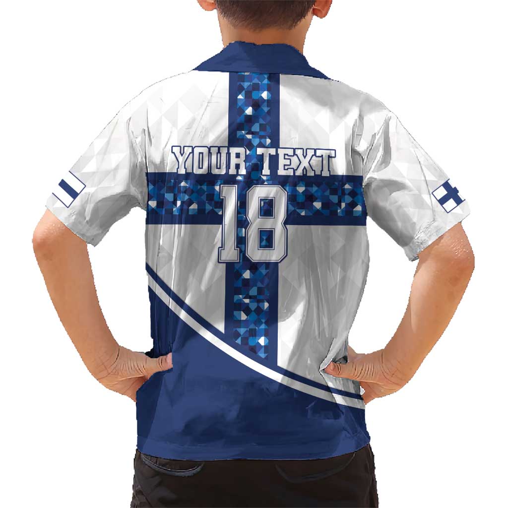 Custom Finland Football Family Matching Short Sleeve Bodycon Dress and Hawaiian Shirt Suomen jalkapallomaajoukkue