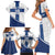 Custom Finland Football Family Matching Short Sleeve Bodycon Dress and Hawaiian Shirt Suomen jalkapallomaajoukkue
