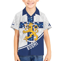 Custom Finland Football Family Matching Short Sleeve Bodycon Dress and Hawaiian Shirt Suomen jalkapallomaajoukkue