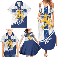 Custom Finland Football Family Matching Summer Maxi Dress and Hawaiian Shirt Suomen jalkapallomaajoukkue