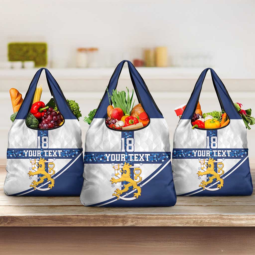 Custom Finland Football Grocery Bag Suomen jalkapallomaajoukkue