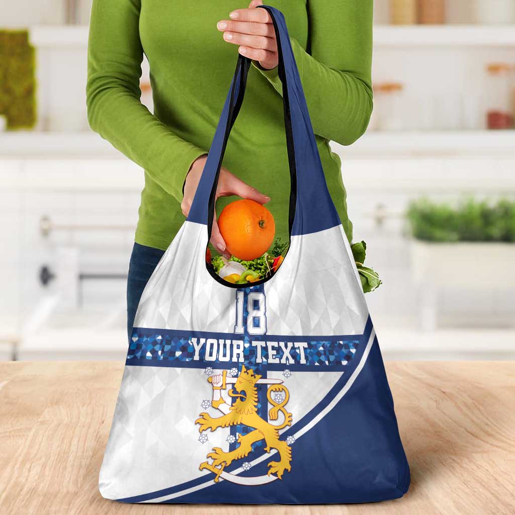 Custom Finland Football Grocery Bag Suomen jalkapallomaajoukkue